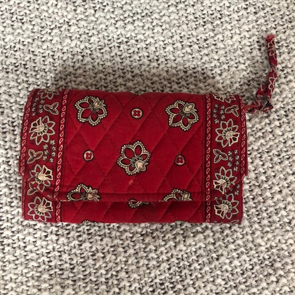 Vera Bradley Handbags - Vera Bradley Red & White Classic Wallet (w/ strap)